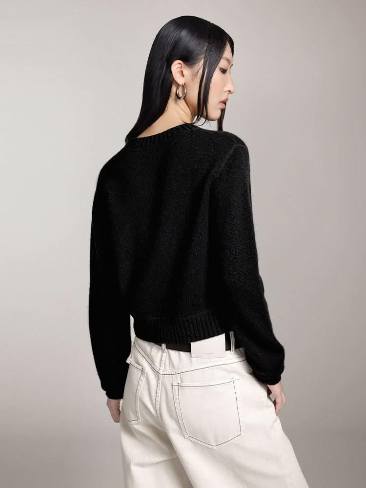 Miss Sixty ROUND NECK KNIT TOP WITH LOGO BLACK