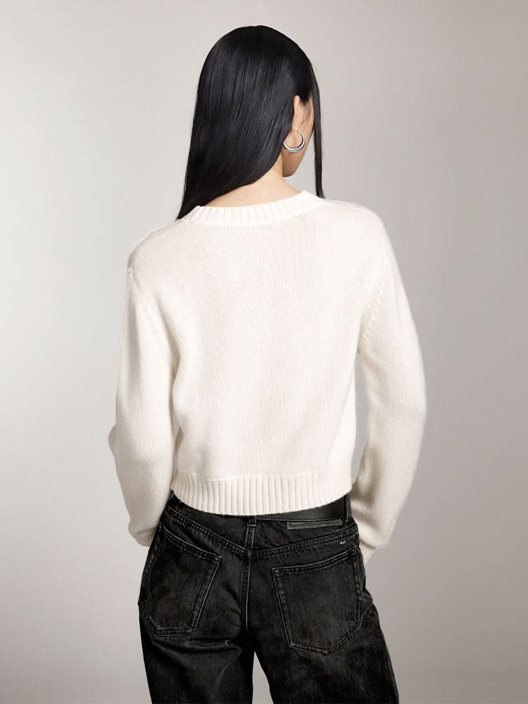 Miss Sixty ROUND NECK KNIT TOP WITH LOGO OFF WHITE