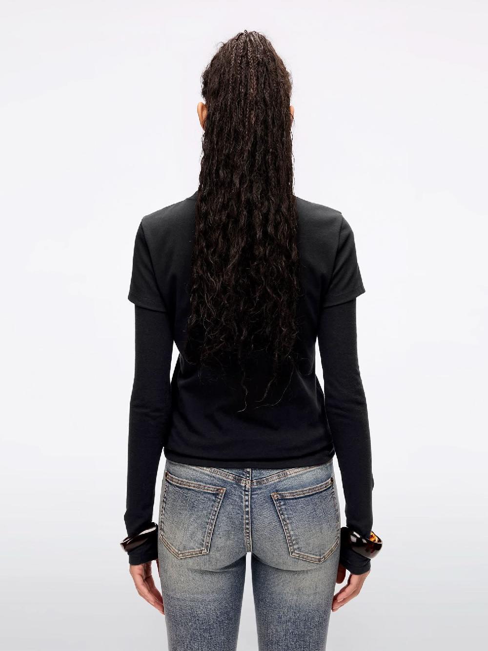 Miss Sixty ROUND NECK LIP PRINT T-SHIRT BLACK