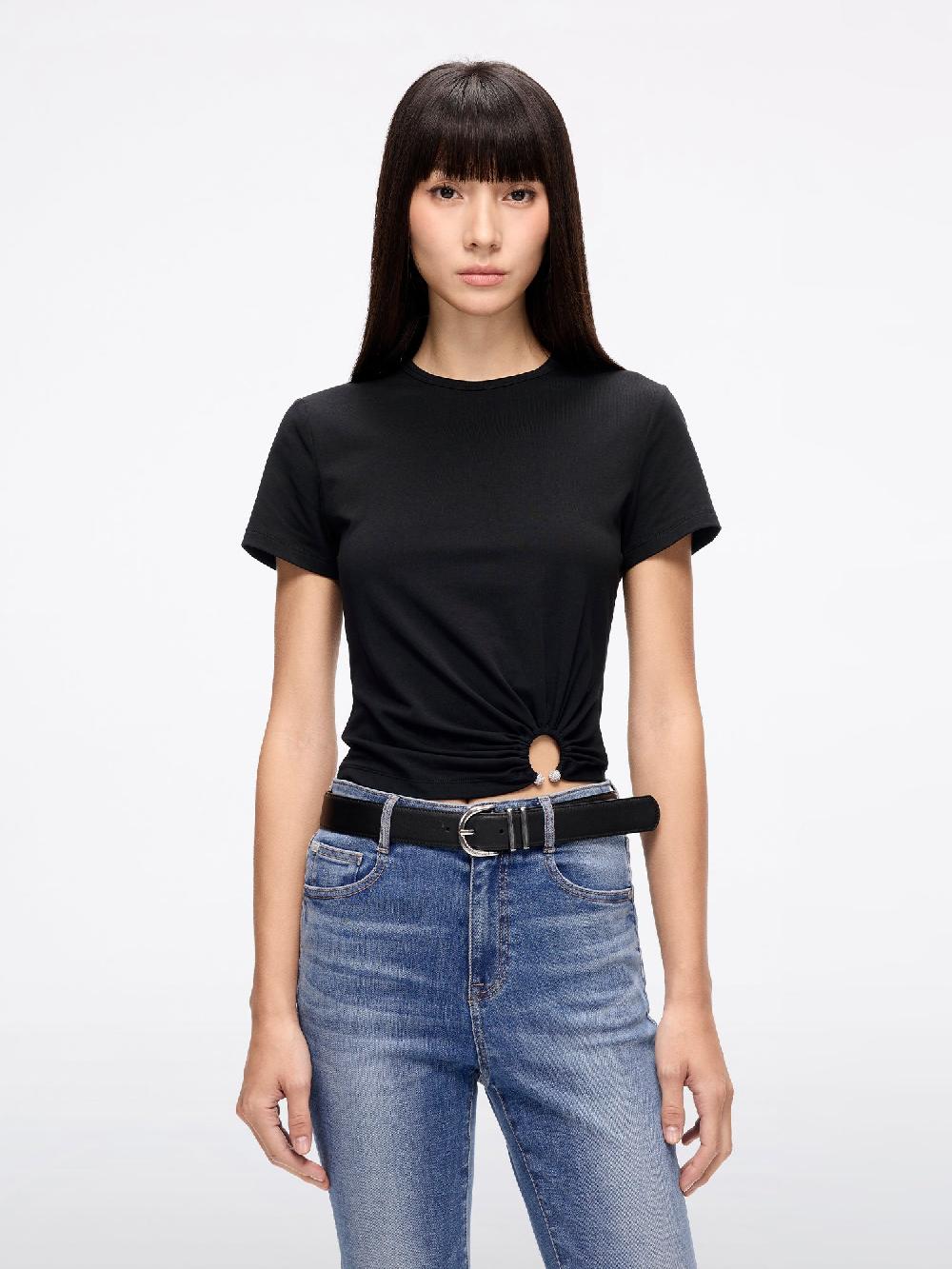 miss sixty ROUND NECK SHORT-SLEEVE T-SHIRT BLACK