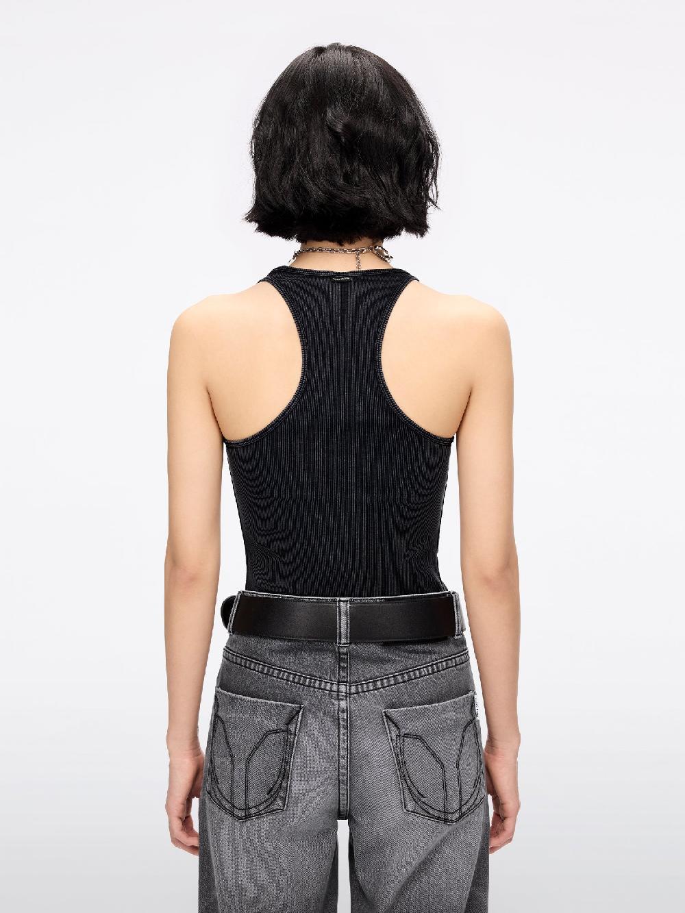 Miss Sixty ROUND NECK SLEEVELESS T-SHIRT BLACK FOG