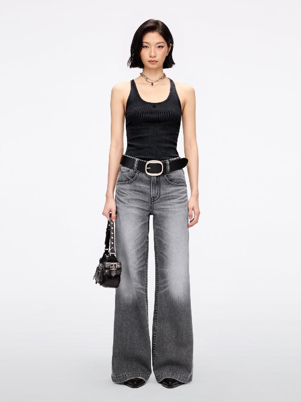 Miss Sixty ROUND NECK SLEEVELESS T-SHIRT BLACK FOG