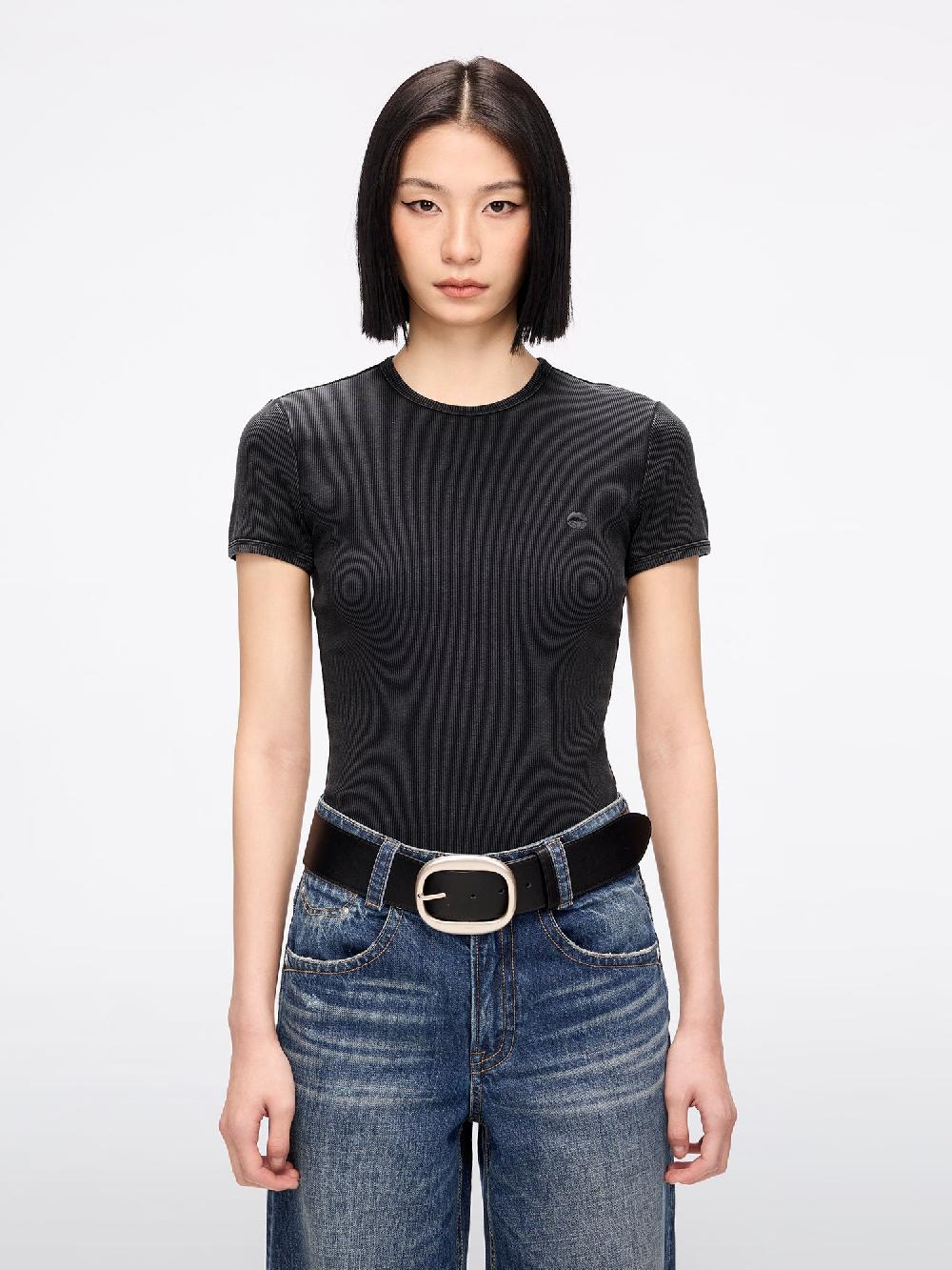 miss sixty ROUND NECK T-SHIRT BLACK FOG