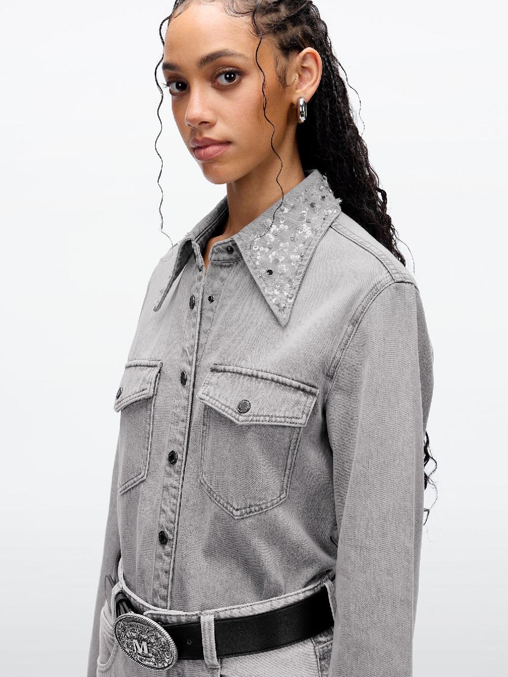 Miss Sixty SEQUIN SHIRT LIGHT GREY