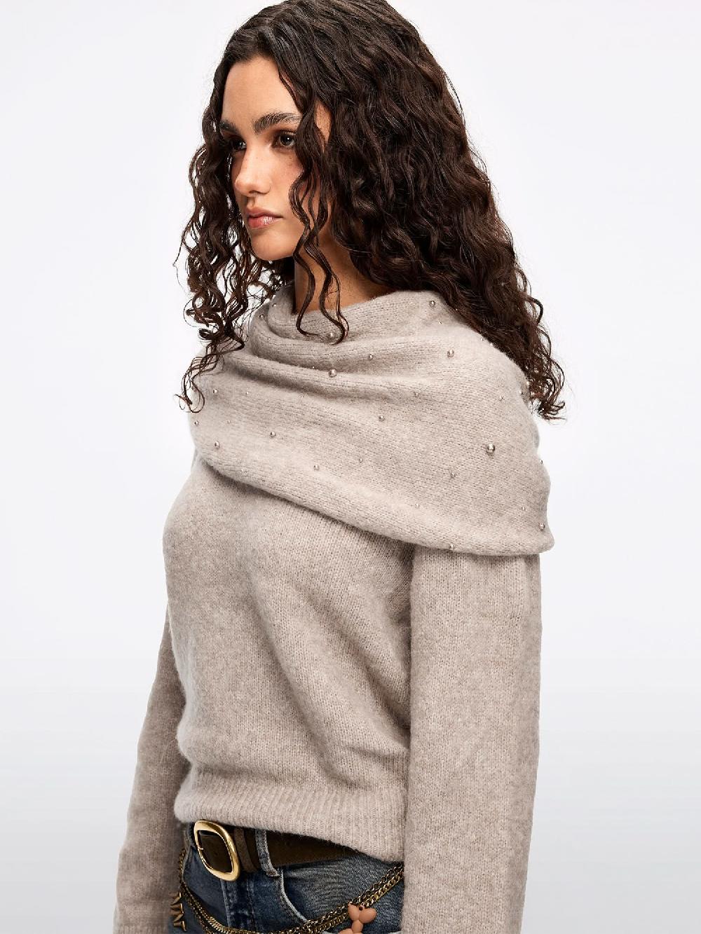 Miss Sixty SHAWL KNIT TOP CAMEL