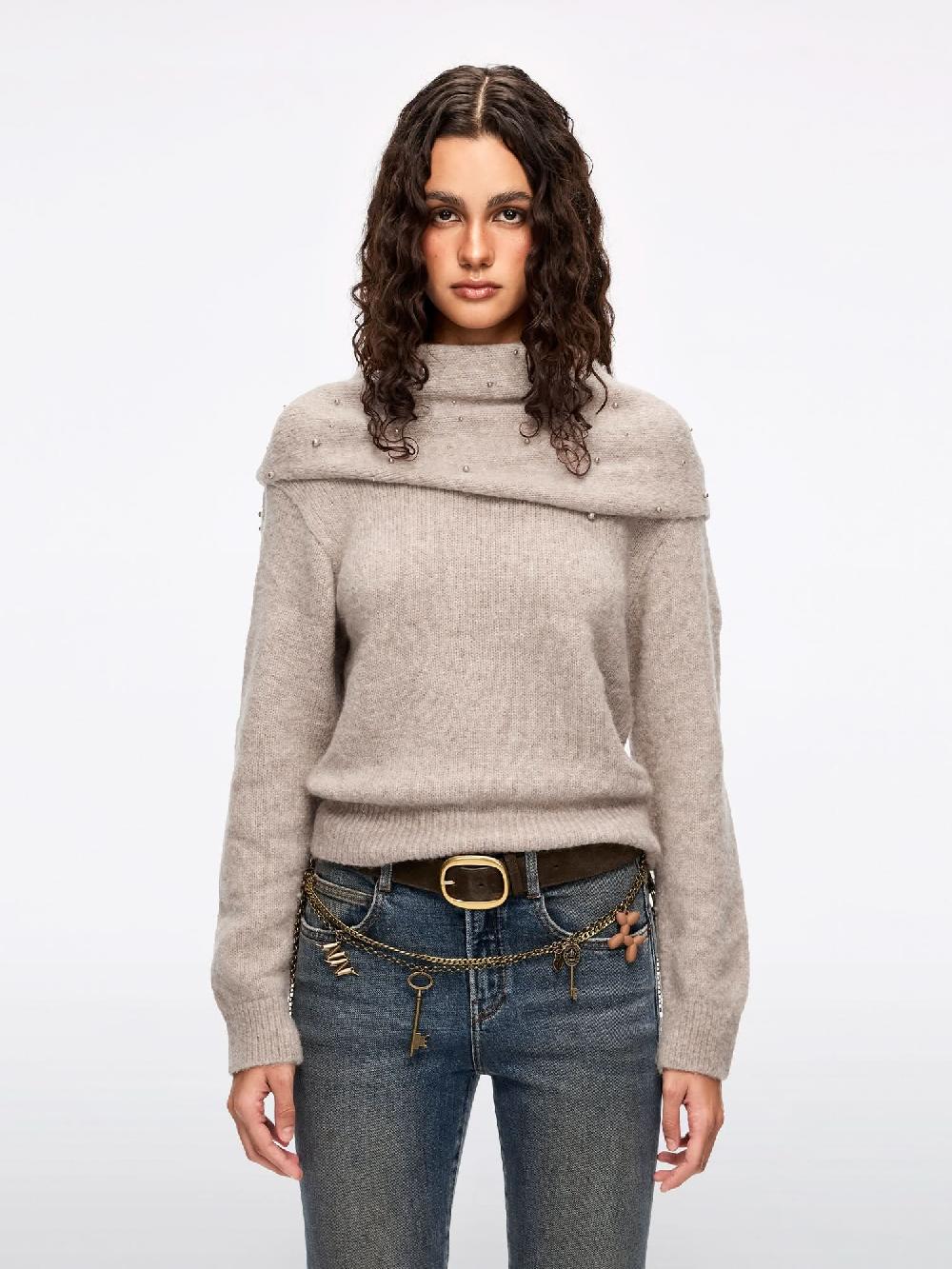 miss sixty SHAWL KNIT TOP CAMEL