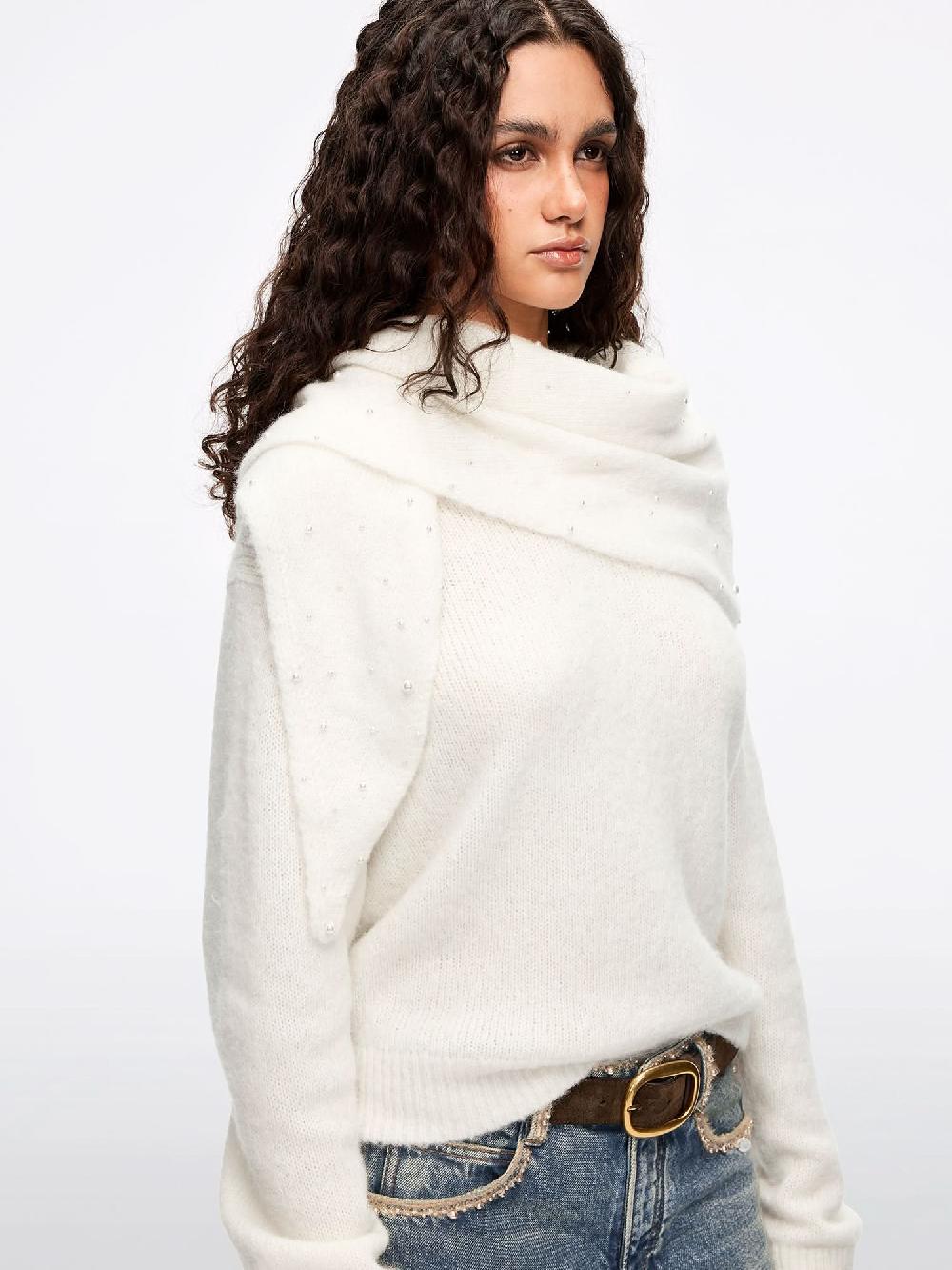 Miss Sixty SHAWL KNIT TOP WHITE