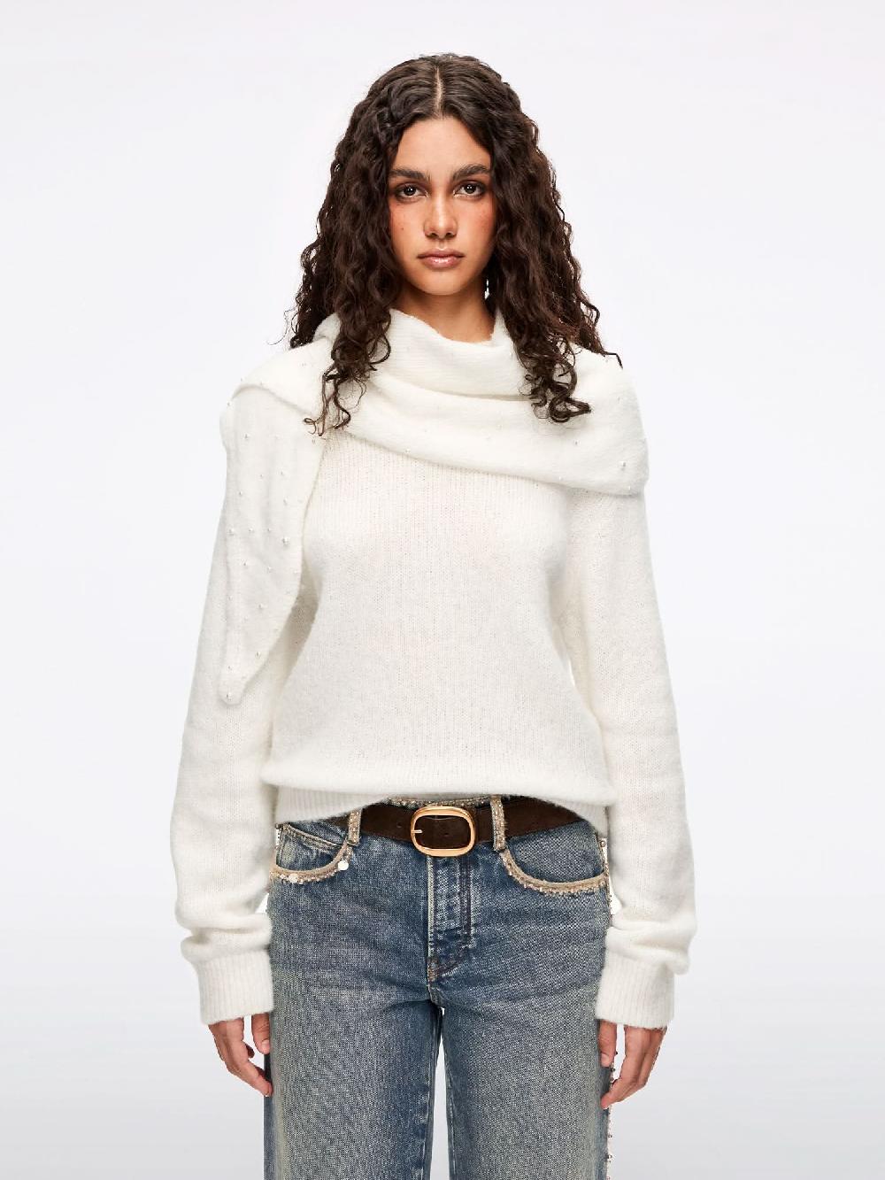 miss sixty SHAWL KNIT TOP WHITE