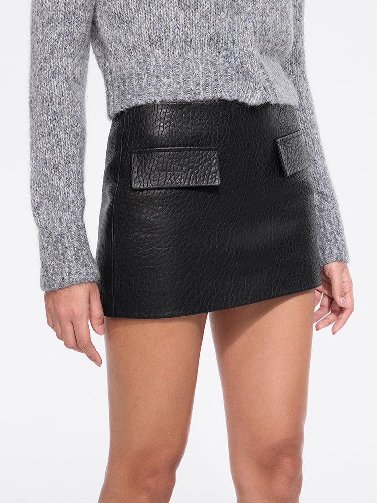 Miss Sixty SHEEP-LEATHER MINI SKIRT BLACK