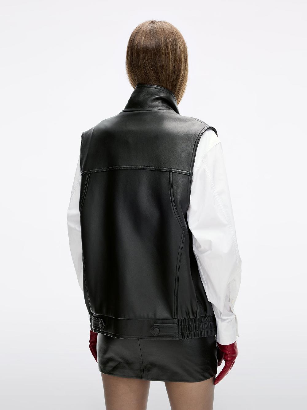 Miss Sixty SHEEPSKIN LEATHER VEST BLACK