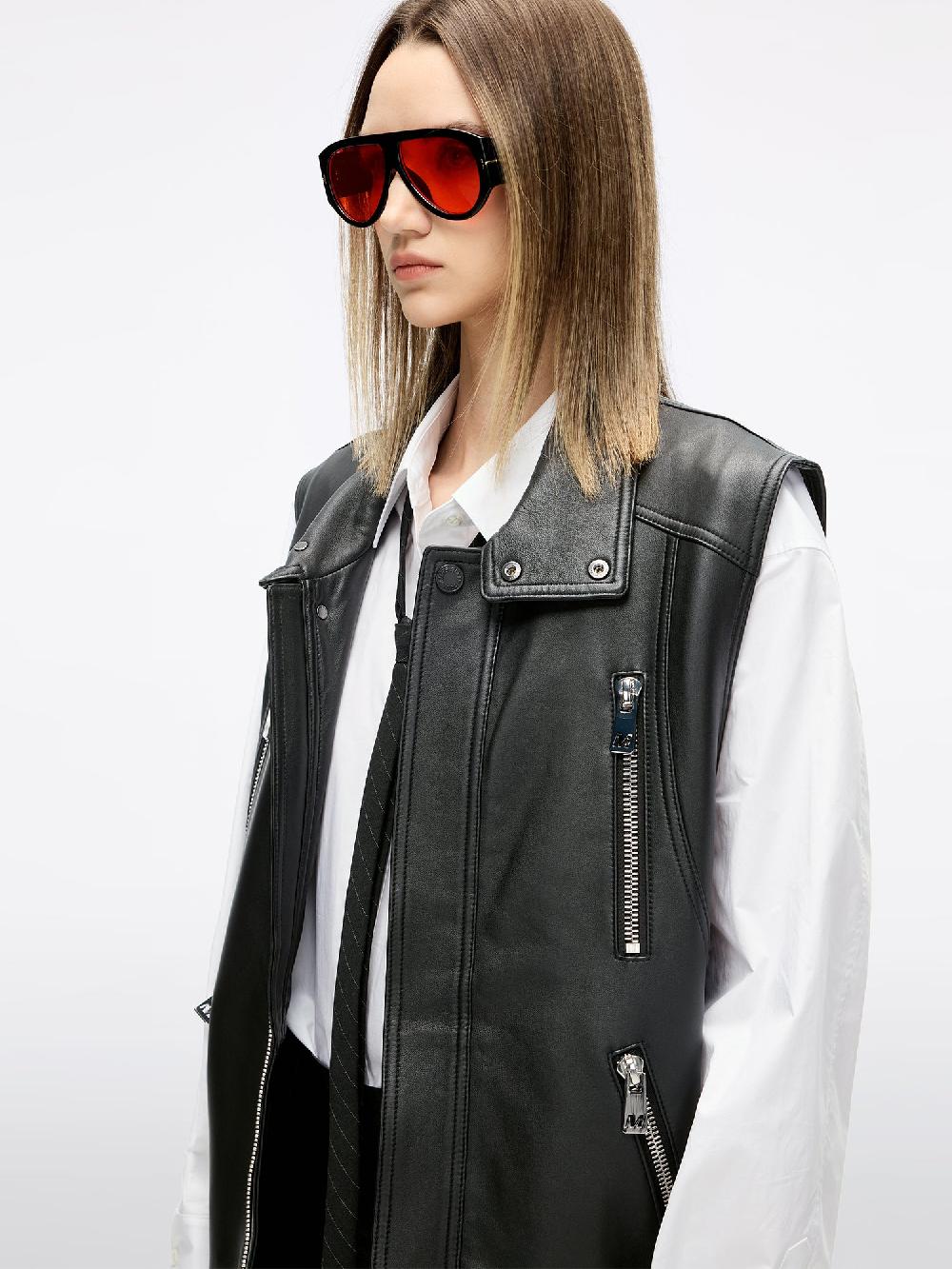 Miss Sixty SHEEPSKIN LEATHER VEST BLACK