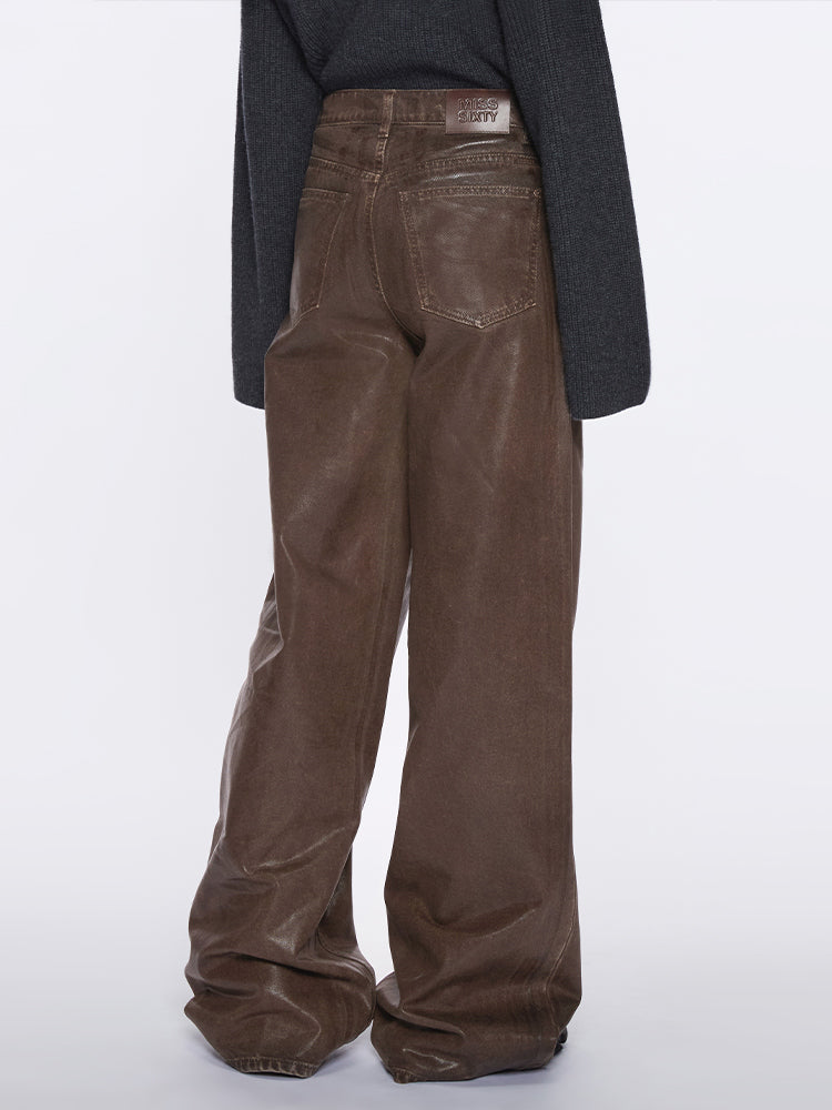 Miss Sixty SHINY STRAIGHT LEG JEANS FUSCOUS BROWN