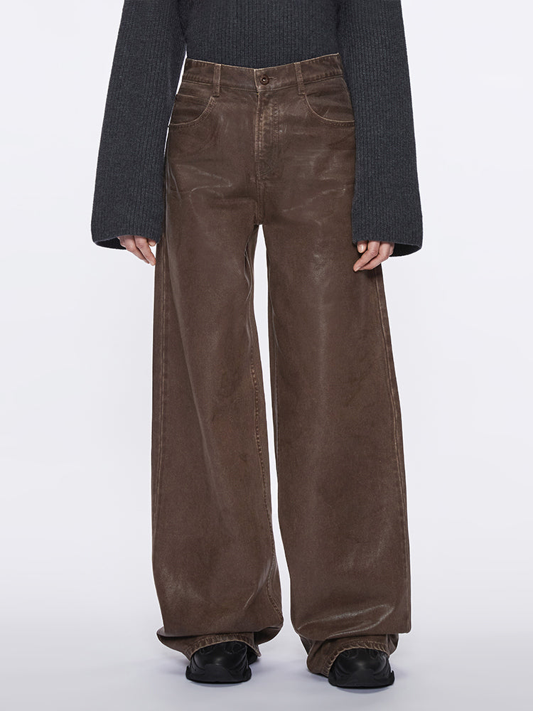 miss sixty SHINY STRAIGHT LEG JEANS FUSCOUS BROWN