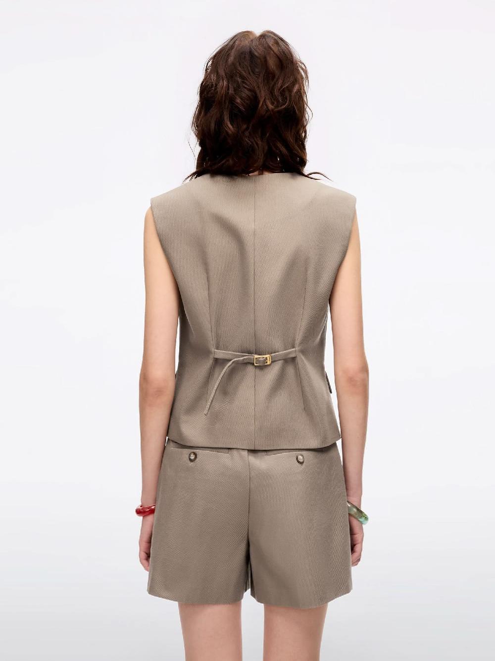 Miss Sixty SINGLE-BREASTED SLEEVELESS VEST KHAKI