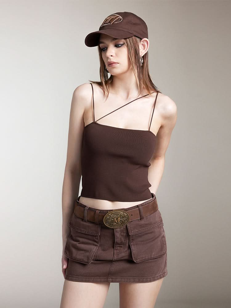 miss sixty SLANTED CAMISOLE COFFEE