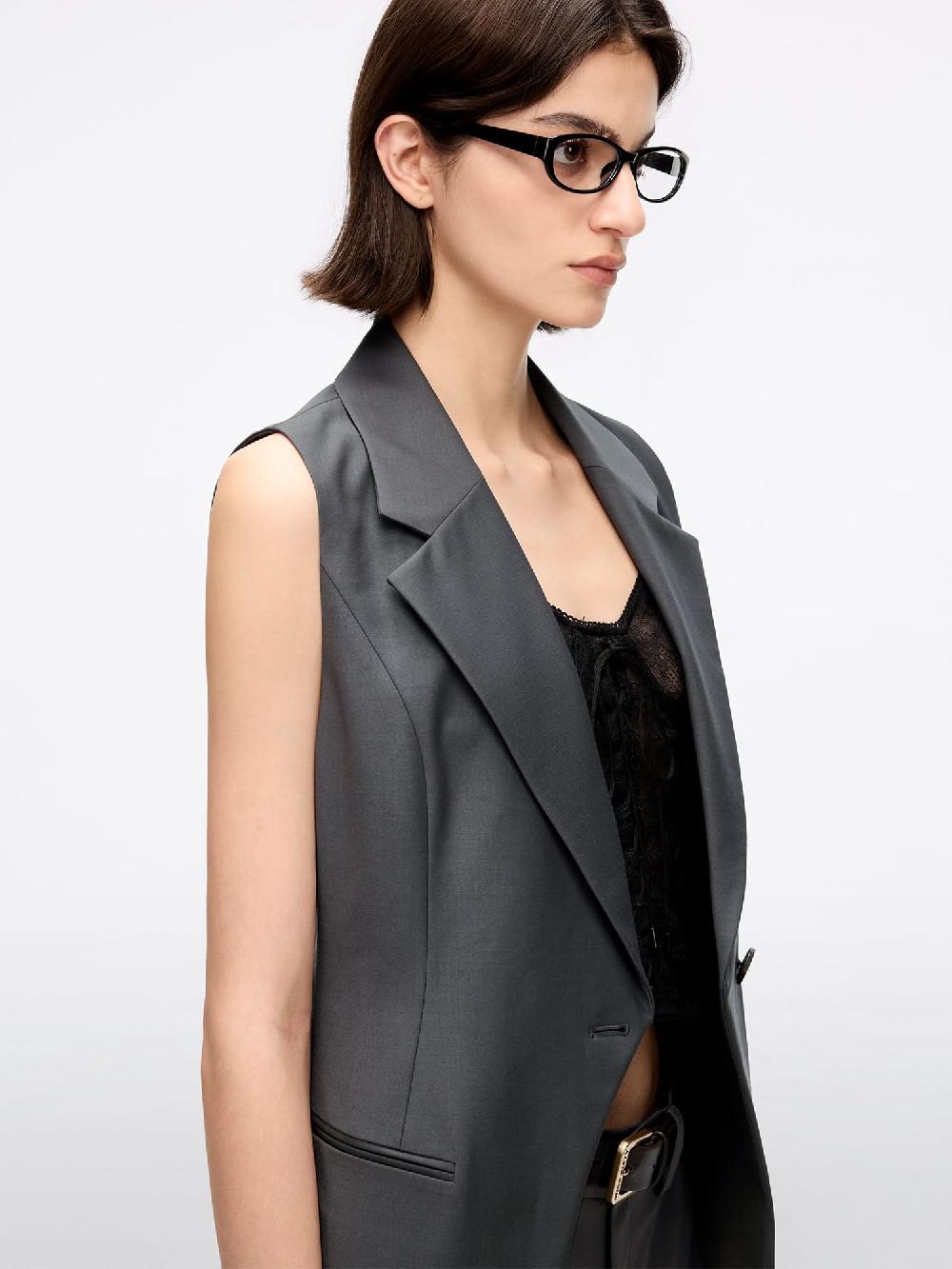 Miss Sixty SLEEVELESS BLAZER VEST DARK GREY
