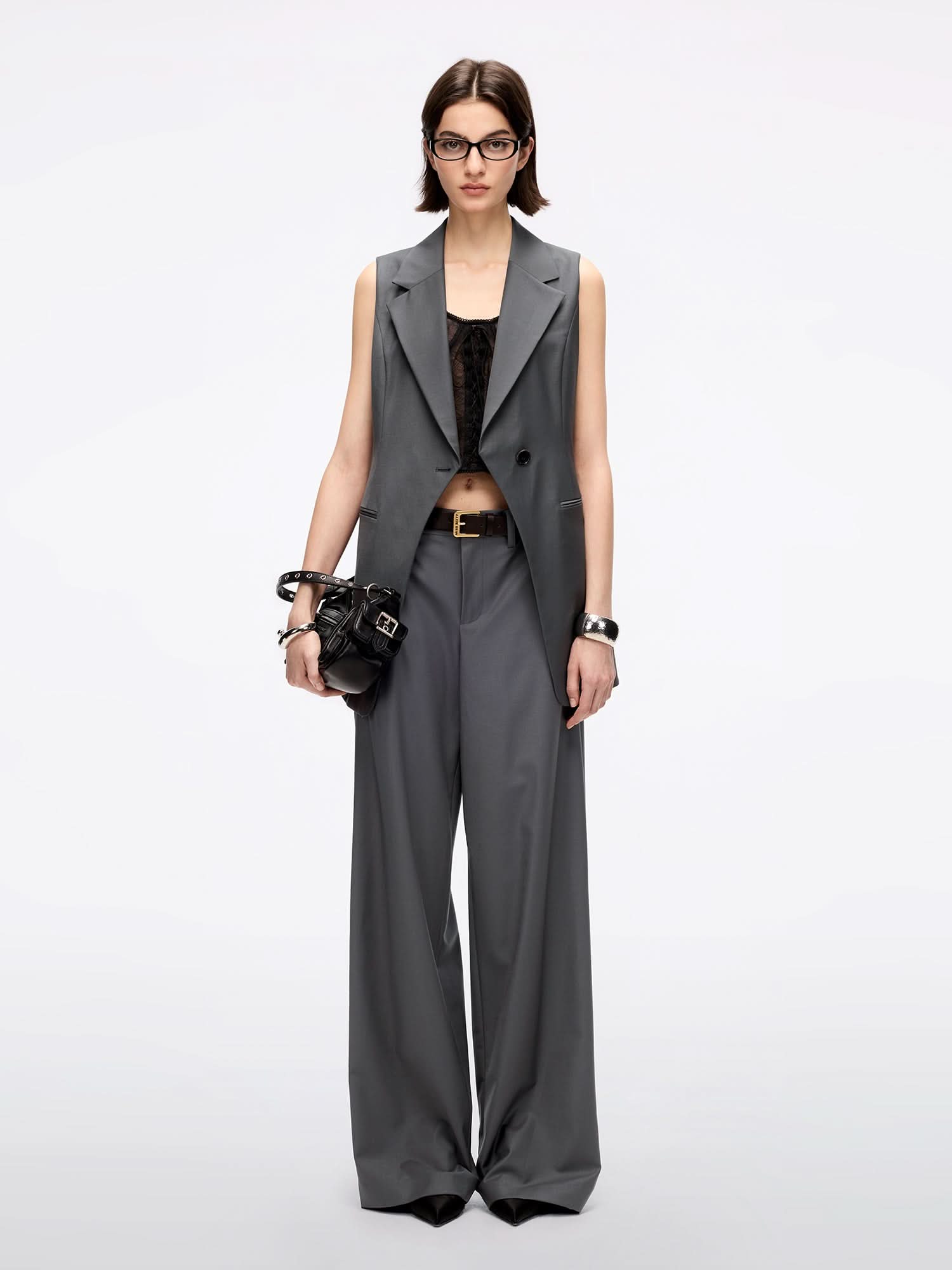 Miss Sixty SLEEVELESS BLAZER VEST DARK GREY