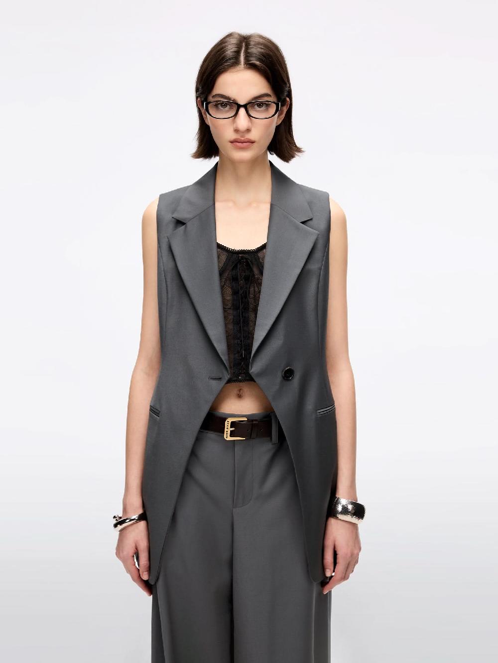 miss sixty SLEEVELESS BLAZER VEST DARK GREY