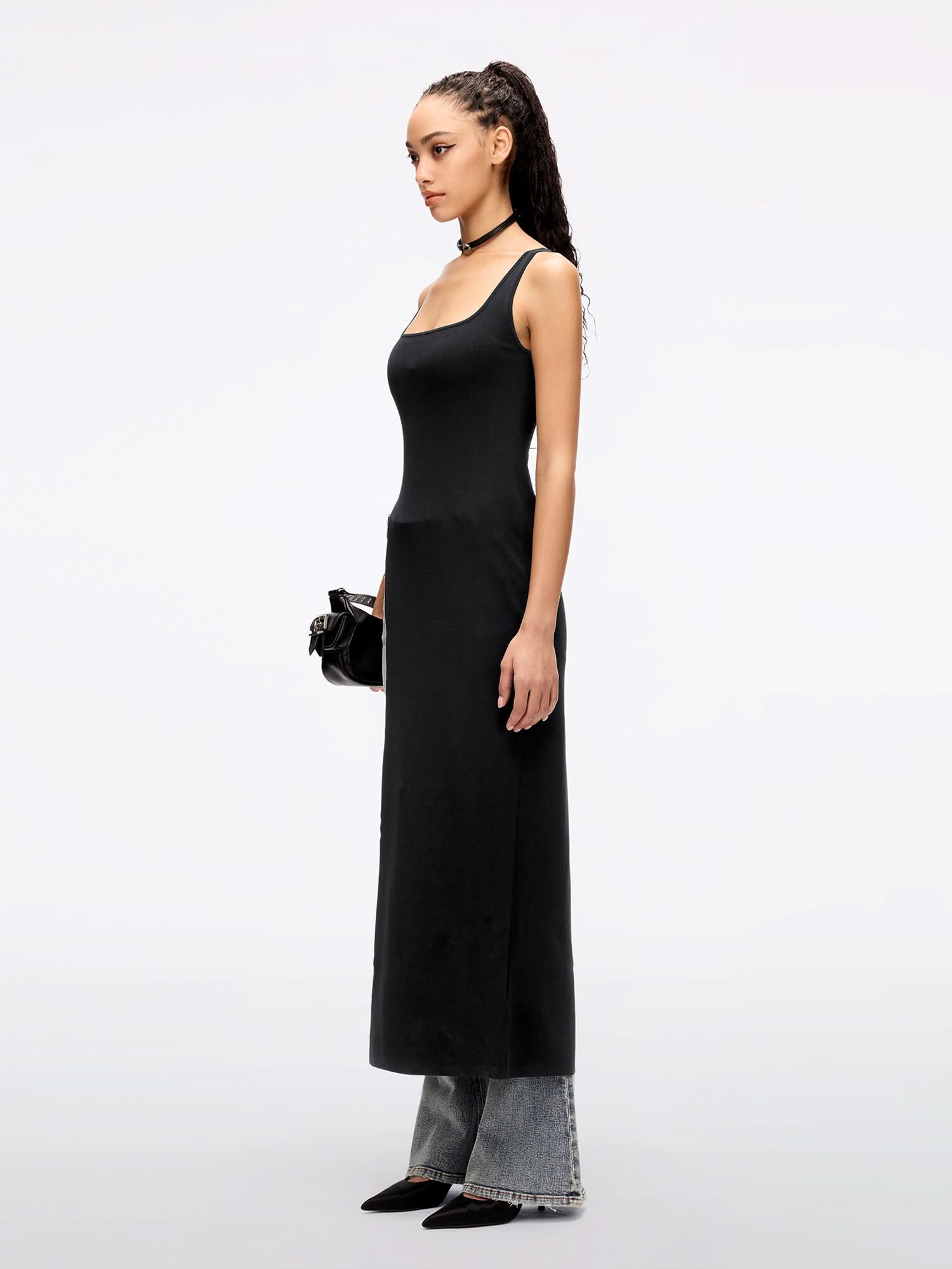 Miss Sixty SLEEVELESS SPLIT-BACK DRESS BLACK