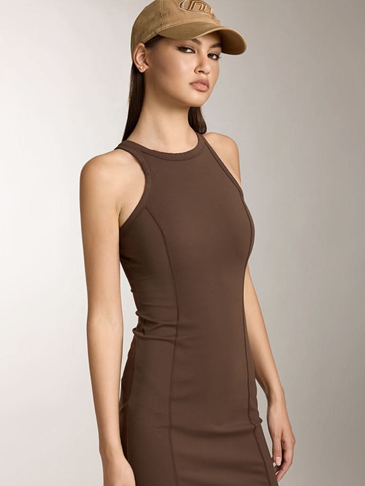 Miss Sixty SLEEVELESS TANK DRESS DARK COFFEE