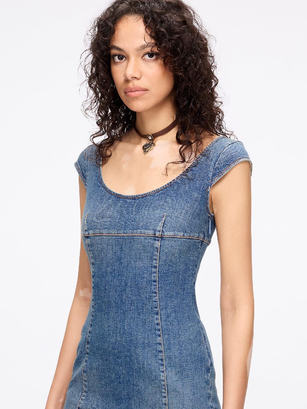 Miss Sixty SLIM FIT DENIM DRESS MIDDLE BLUE