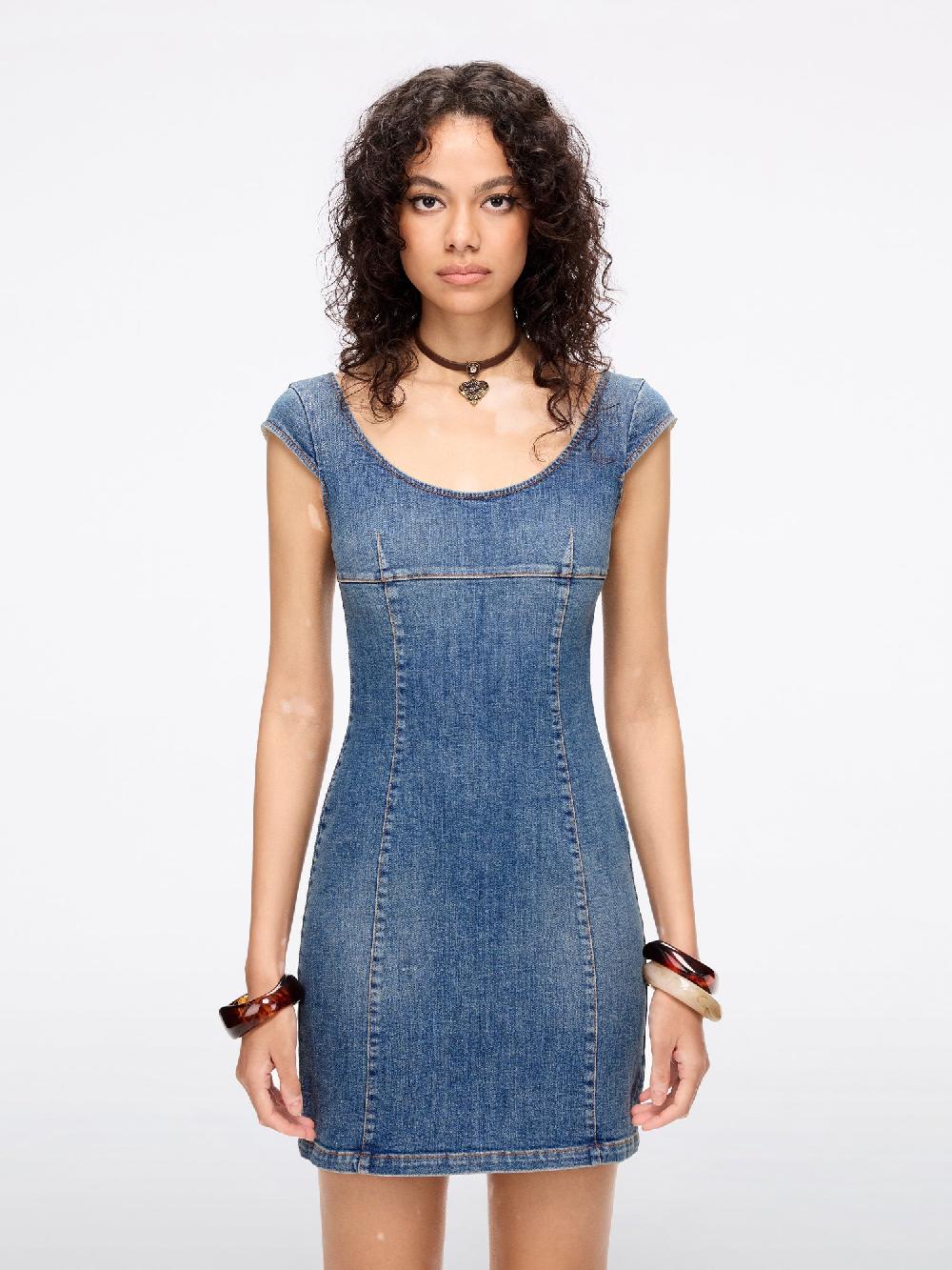miss sixty SLIM FIT DENIM DRESS MIDDLE BLUE