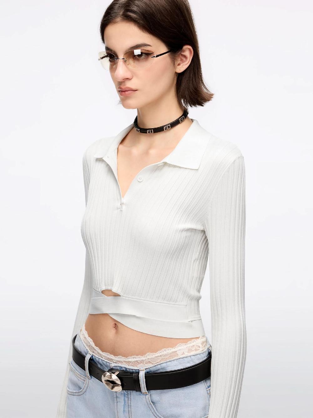 Miss Sixty SLIM FIT KNITTED POLO SHIRT MILKY WHITE