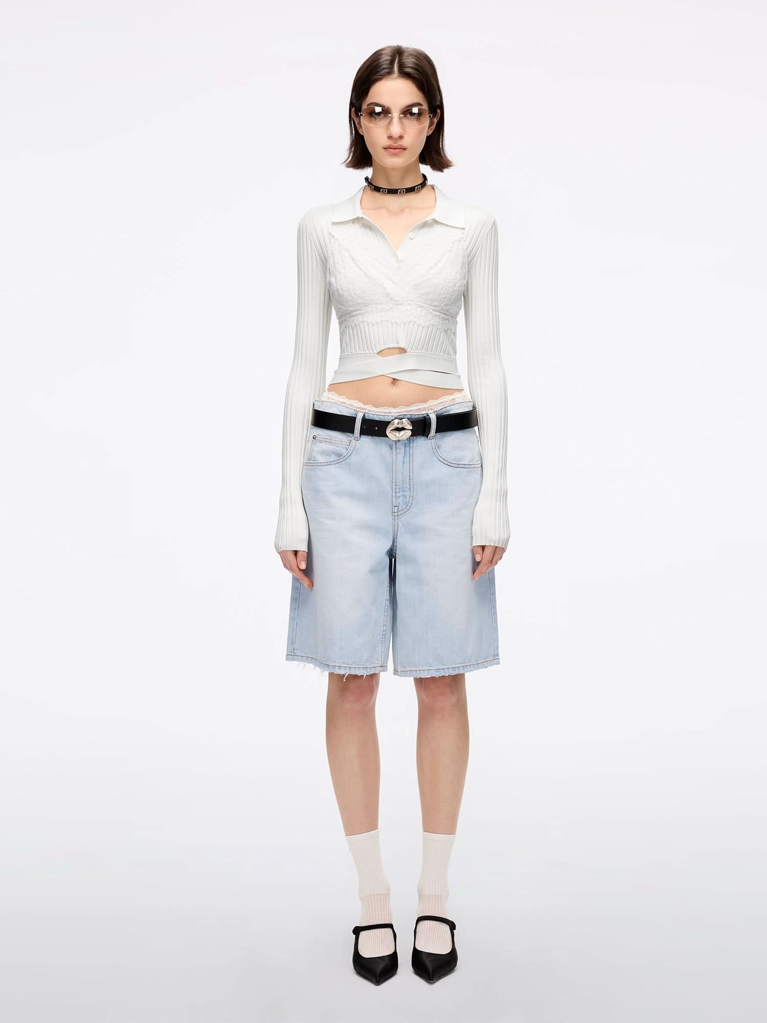 Miss Sixty SLIM FIT KNITTED POLO SHIRT MILKY WHITE