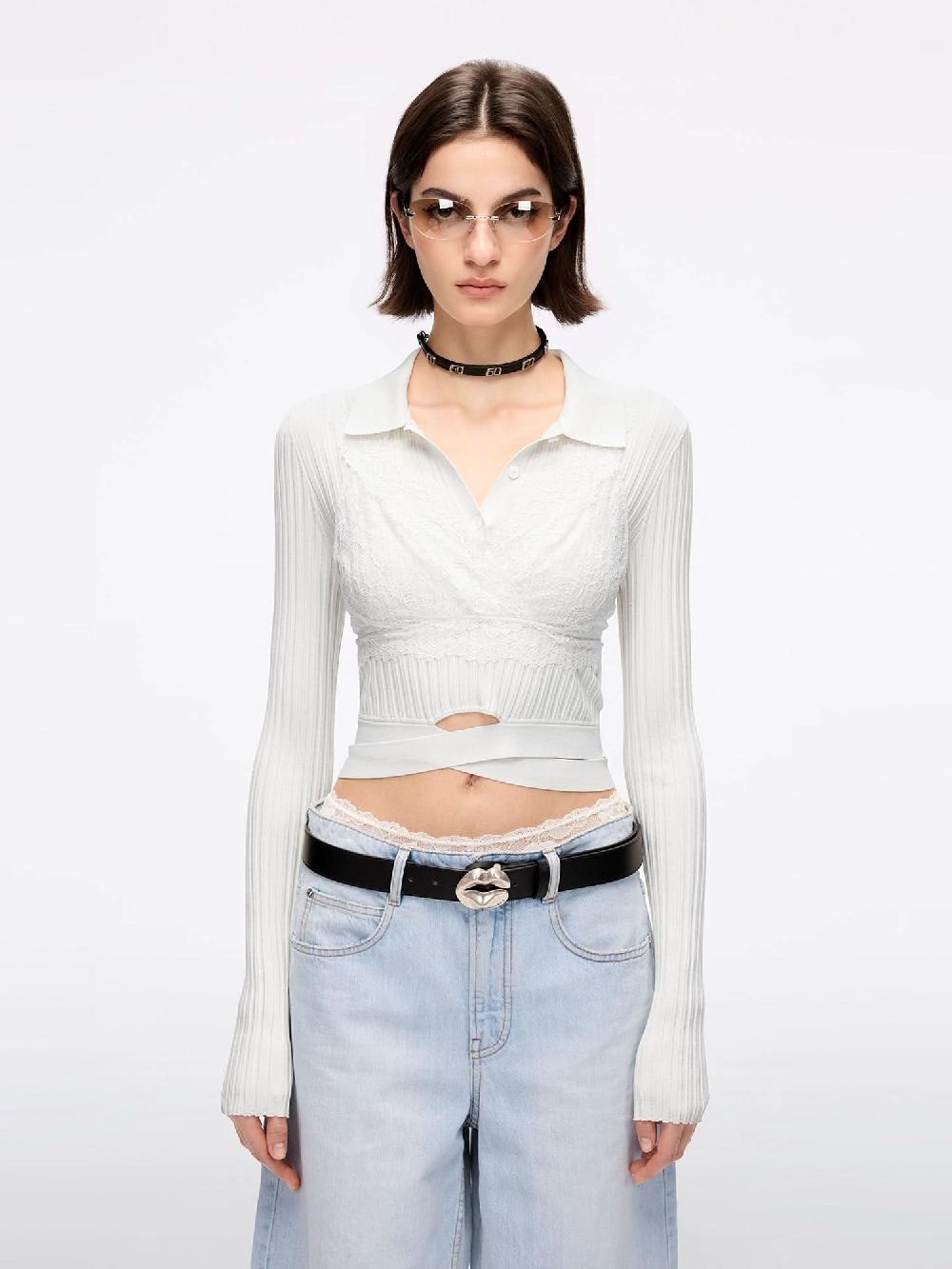 miss sixty SLIM FIT KNITTED POLO SHIRT MILKY WHITE