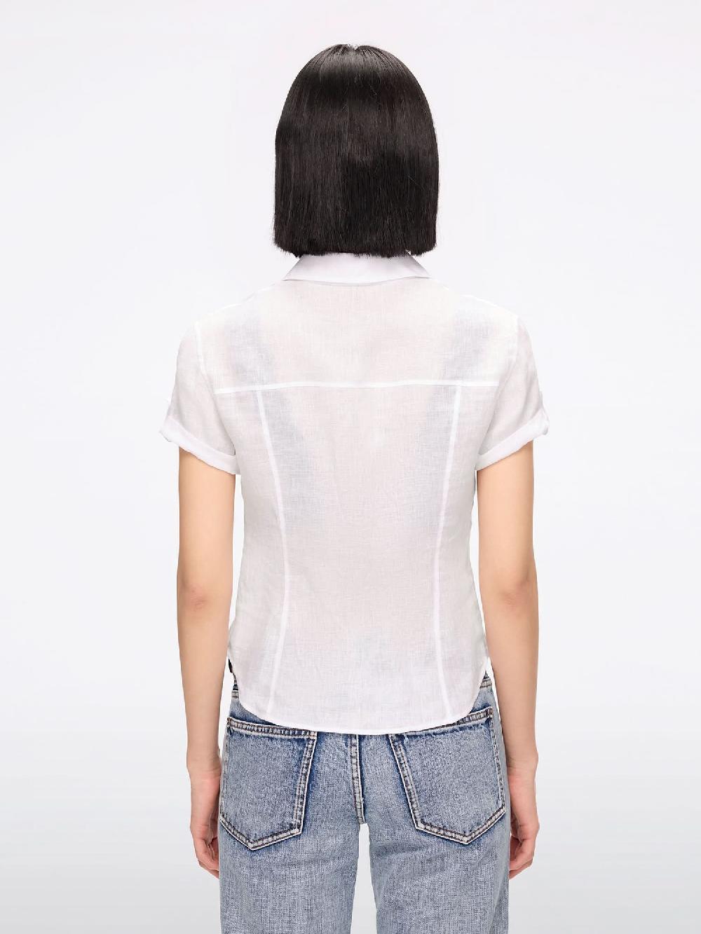 Miss Sixty SLIM-FIT LINEN SHIRT BRIGHT WHITE