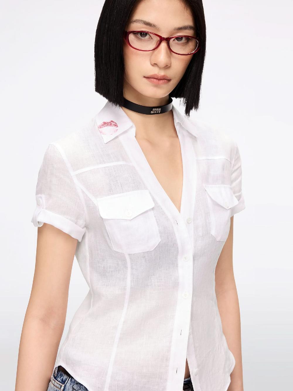 Miss Sixty SLIM-FIT LINEN SHIRT BRIGHT WHITE