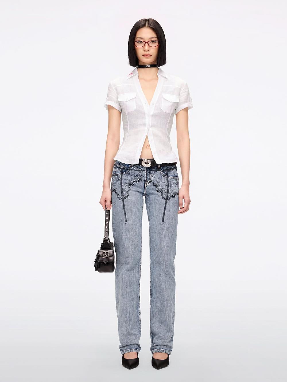 Miss Sixty SLIM-FIT LINEN SHIRT BRIGHT WHITE