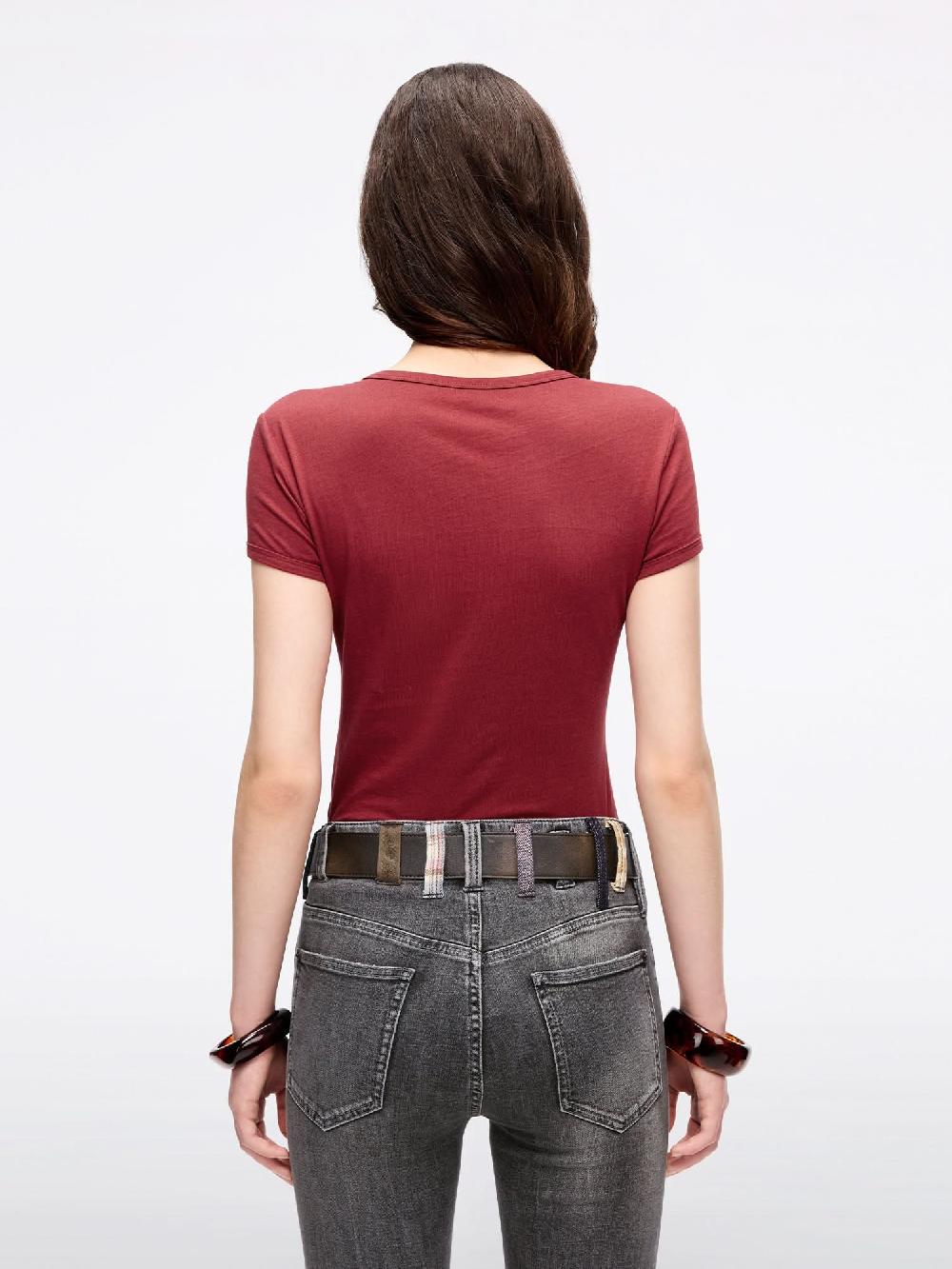 Miss Sixty SLIM-FIT PRINTED T-SHIRT DARK RED