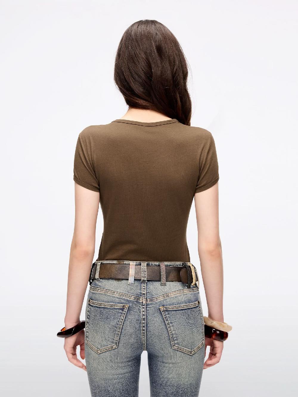 Miss Sixty SLIM-FIT PRINTED T-SHIRT FILBERT BROWN