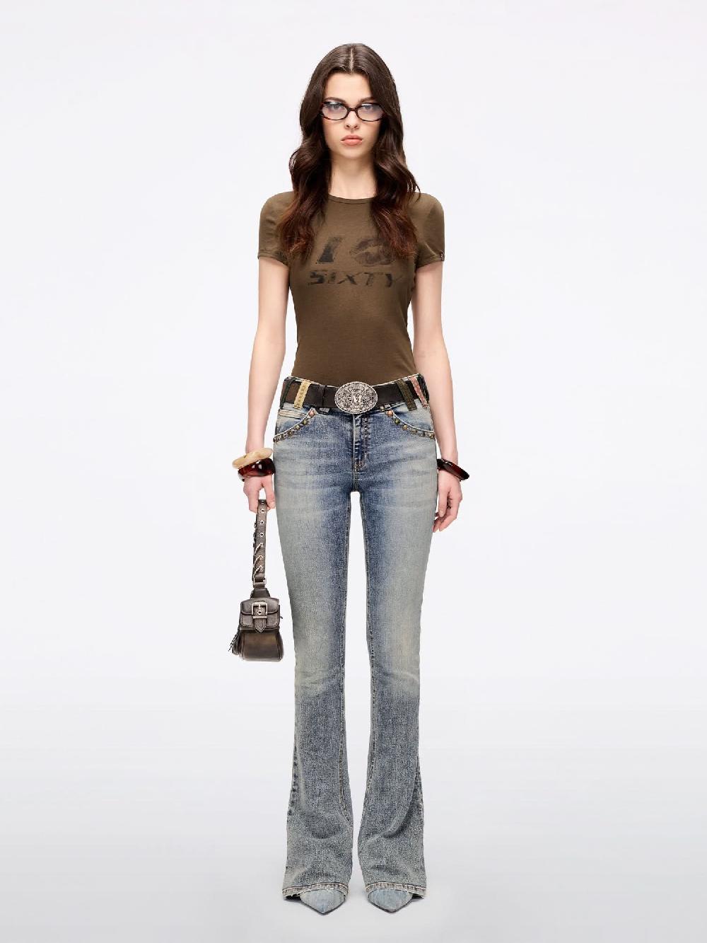 Miss Sixty SLIM-FIT PRINTED T-SHIRT FILBERT BROWN