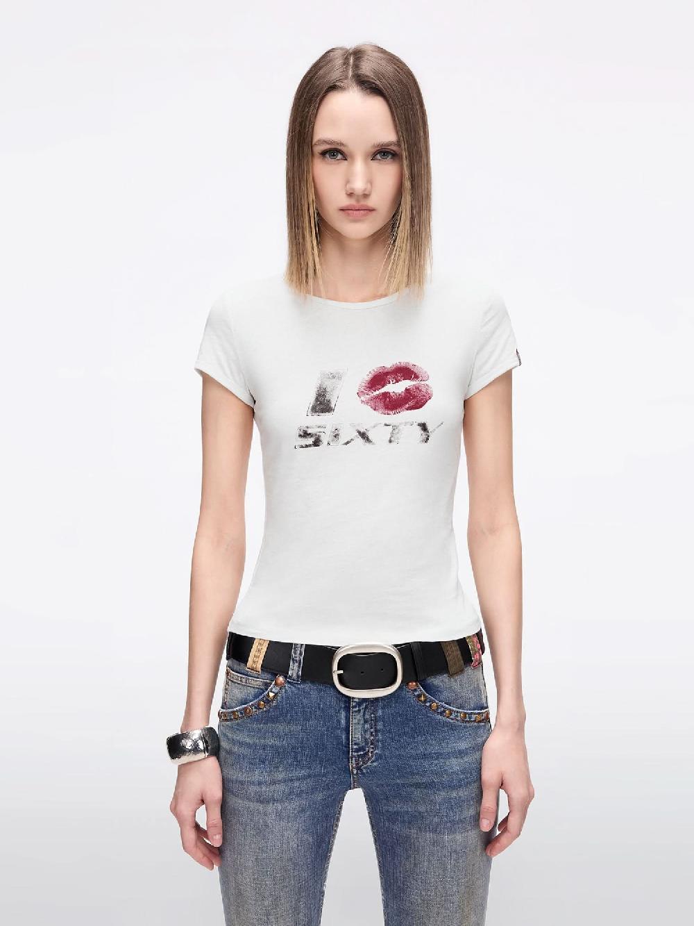 miss sixty SLIM-FIT PRINTED T-SHIRT WHITE