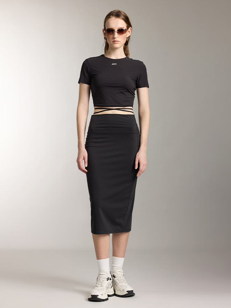 Miss Sixty SLIM FIT STRAIGHT SLIT SKIRT BLACK