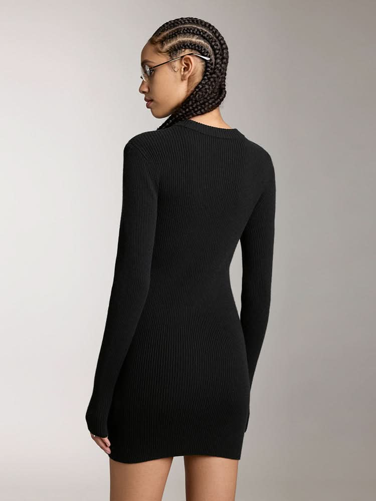 Miss Sixty SLIM FIT WOOL-BLEND DRESS BLACK
