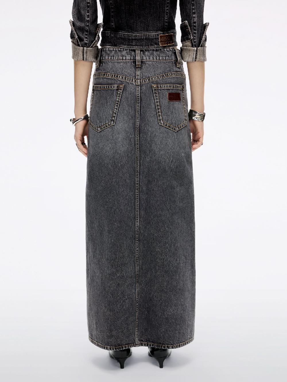 Miss Sixty SLIT DENIM MAXI SKIRT BLACK FOG
