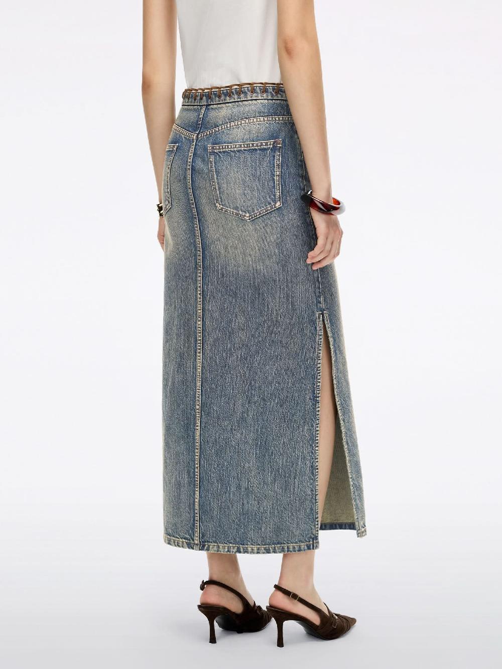 Miss Sixty SLIT DENIM MAXI SKIRT DEEP BLUE