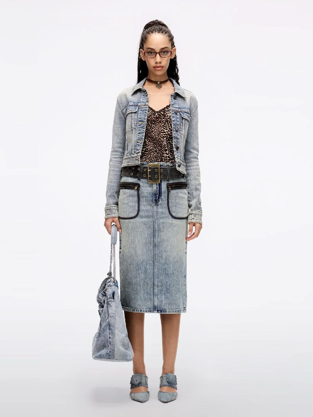 Miss Sixty SLIT DENIM SKIRT GREY BLUE