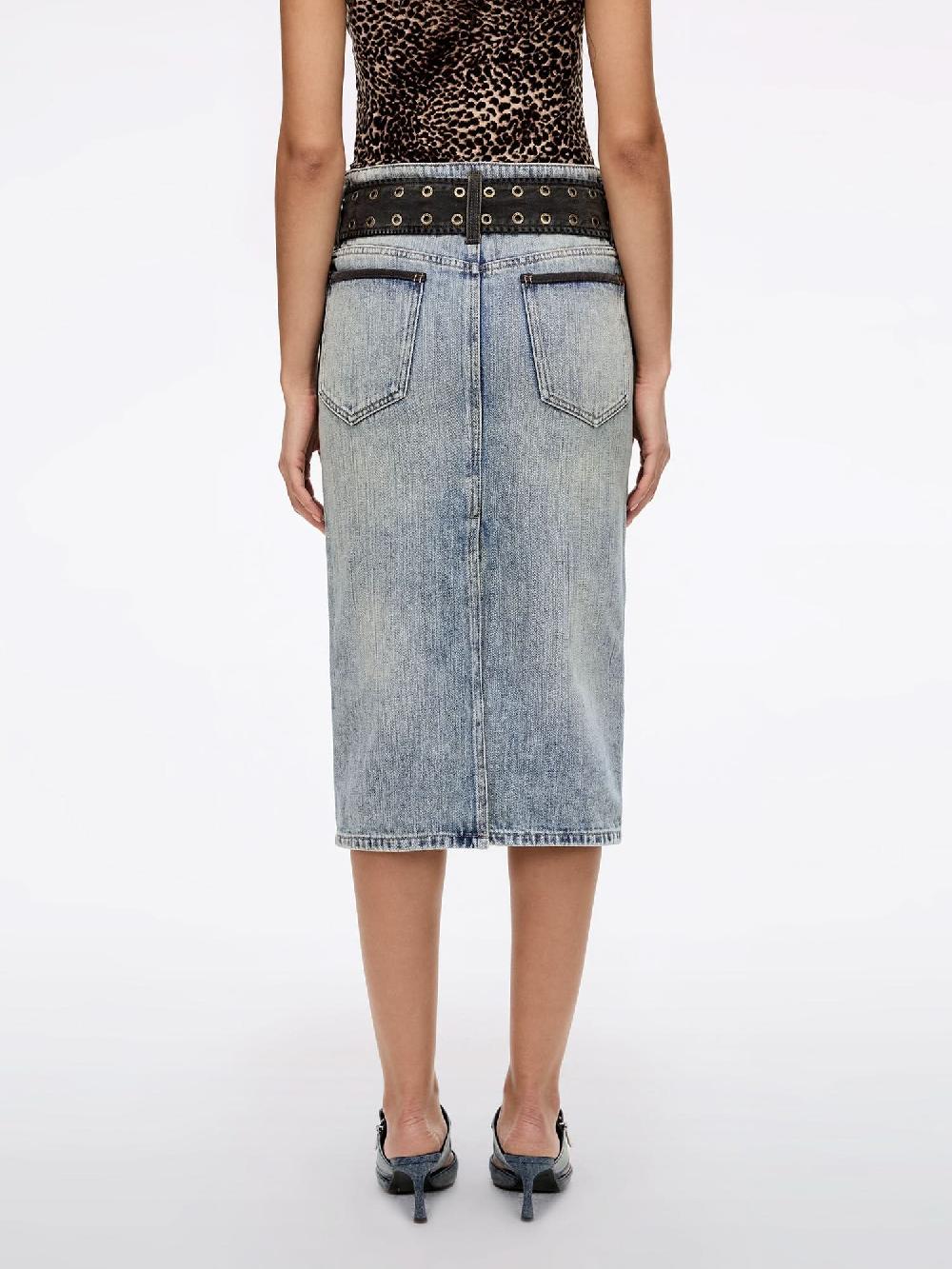 Miss Sixty SLIT DENIM SKIRT GREY BLUE