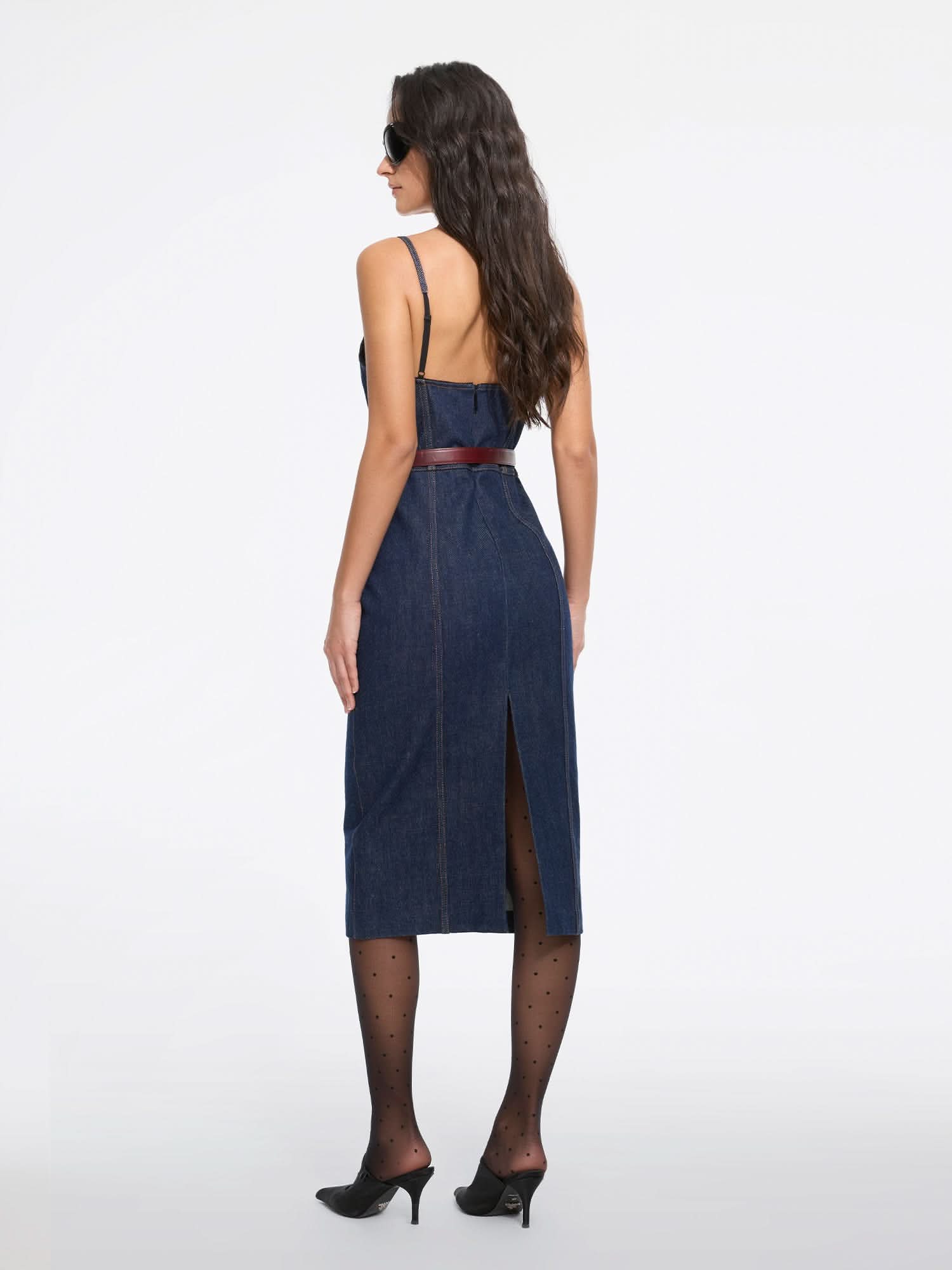Miss Sixty SLIT DENIM SLIP DRESS BLUE BLACK DENIM