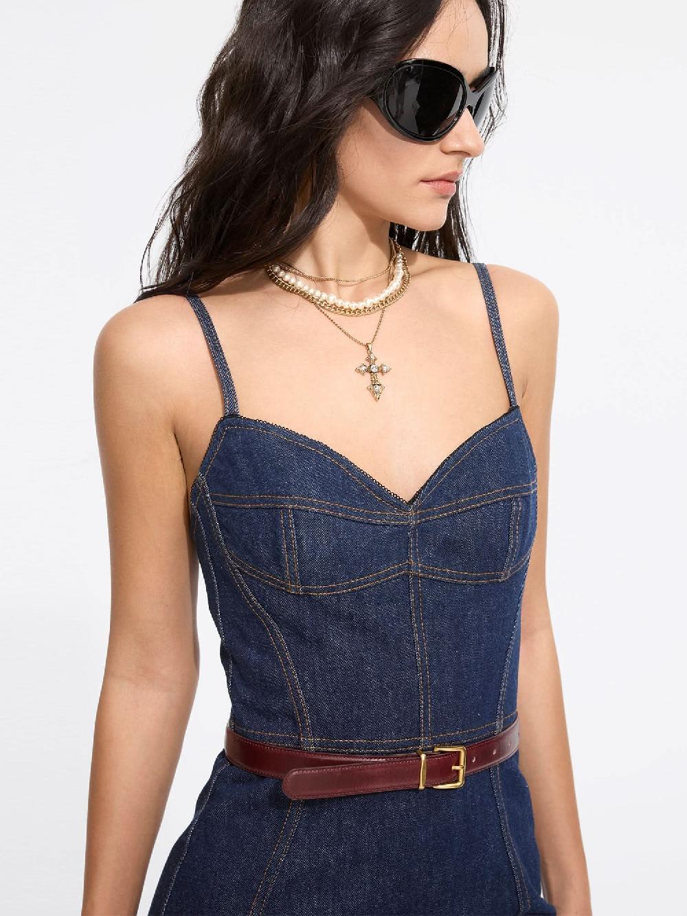Miss Sixty SLIT DENIM SLIP DRESS BLUE BLACK DENIM
