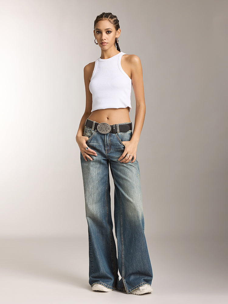 Miss Sixty SLIT WIDE LEG JEANS MIDDLE BLUE