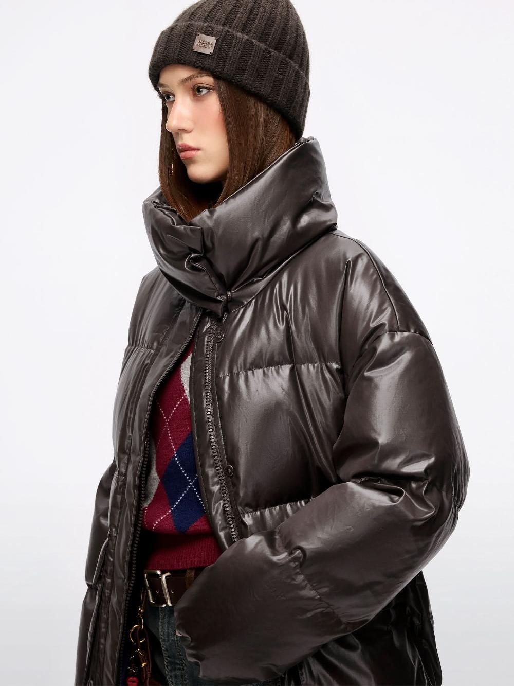 Miss Sixty STAND COLLAR DOWN JACKET BROWN