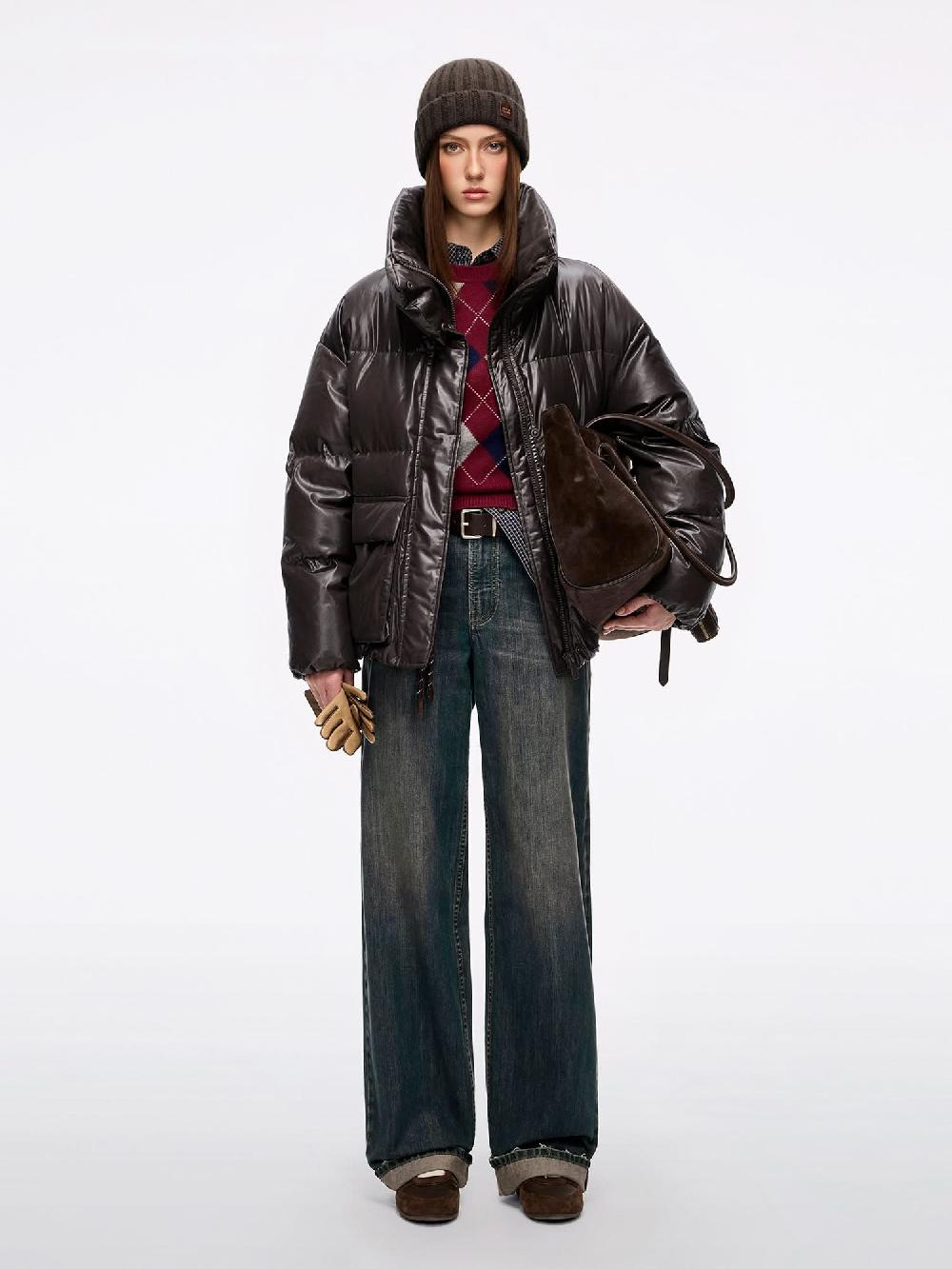 Miss Sixty STAND COLLAR DOWN JACKET BROWN