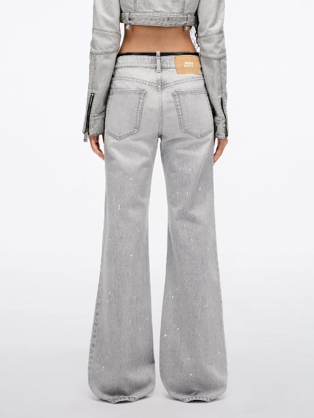 Miss Sixty STRAIGHT-LEG BELTED JEANS LIGHT GREY