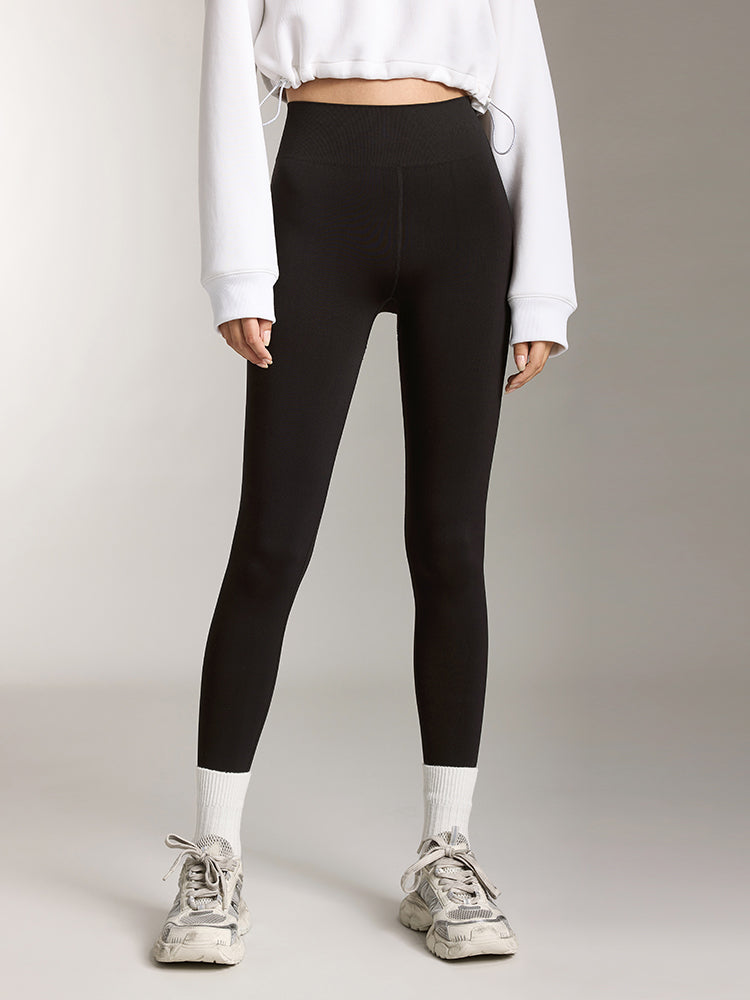 miss sixty STRETCH KNIT LEGGINGS IN BLACK BLACK