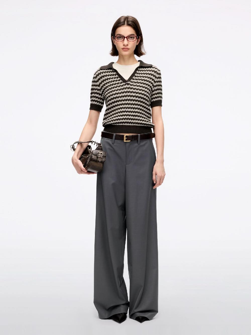 Miss Sixty STRIPED KNIT SWEATER COFFEE/APRICOT